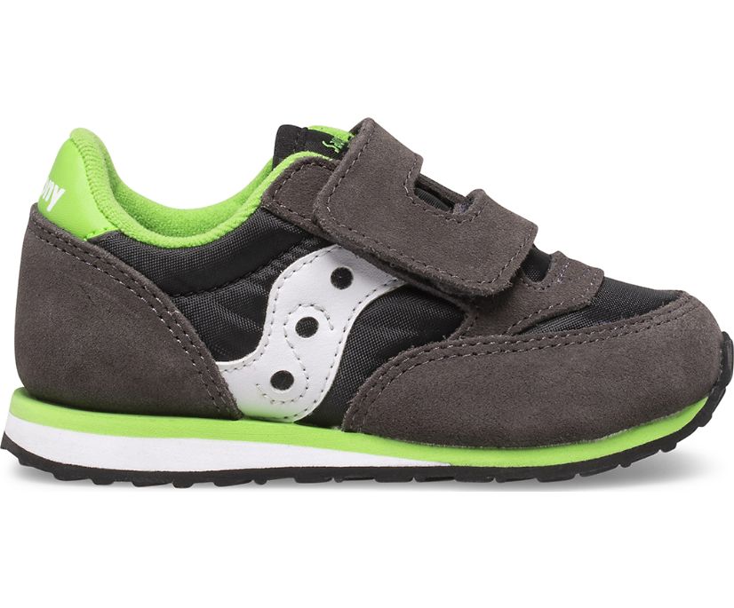 Kids' Saucony Baby Jazz Hook & Loop Sneakers Grey / Black / Green | Singapore 701NWYB